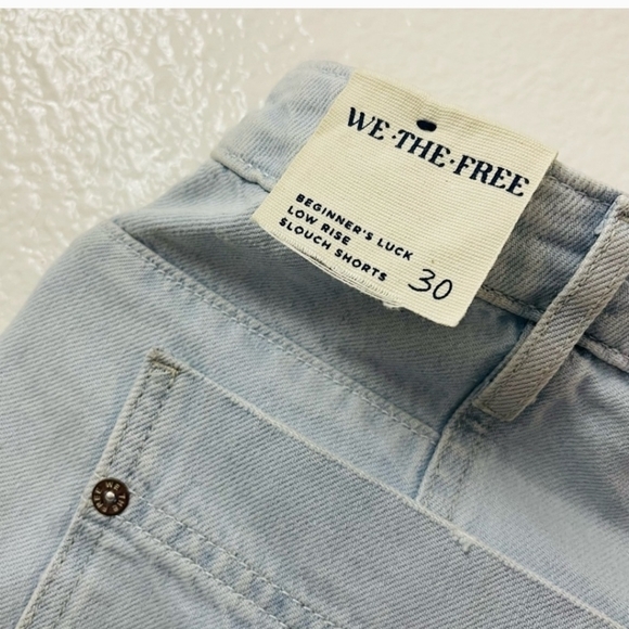 Free People | Denim Blue Jean Light We The Free Beginner's Luck Slouch Shorts - Picture 9 of 11